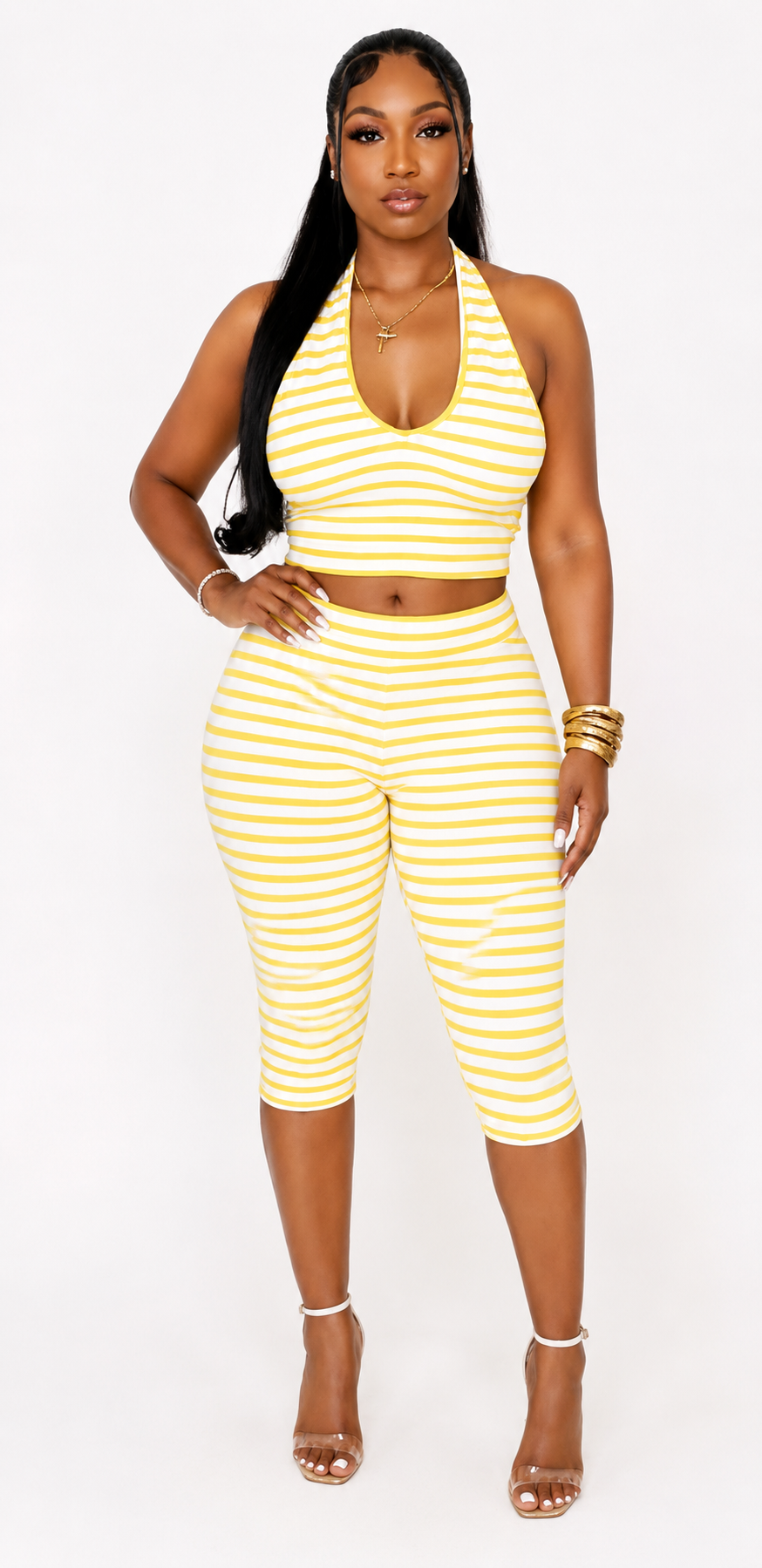 Gladys Set- Yellow/White Stripes