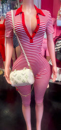 Kimmy Jumpsuit- Red and white